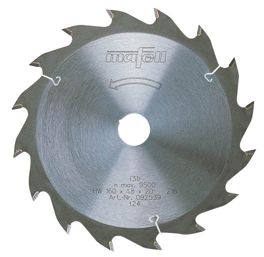 Mafell Accesorios 092565 Hoja de sierra Mafell HM, 160 x 1,1/1,6 x 20 mm, Z 16, WZ