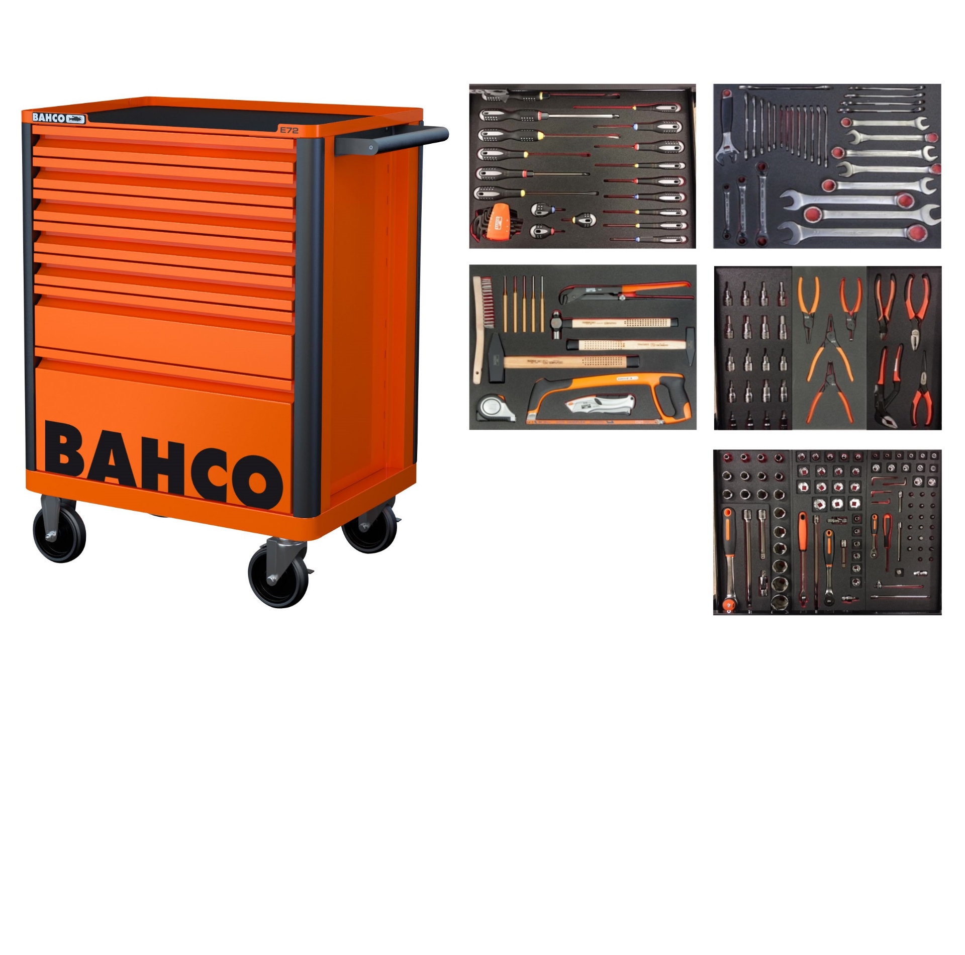 Bahco 1472K7ORANGE-FULL5 Carro portaherramientas naranja - 193 piezas