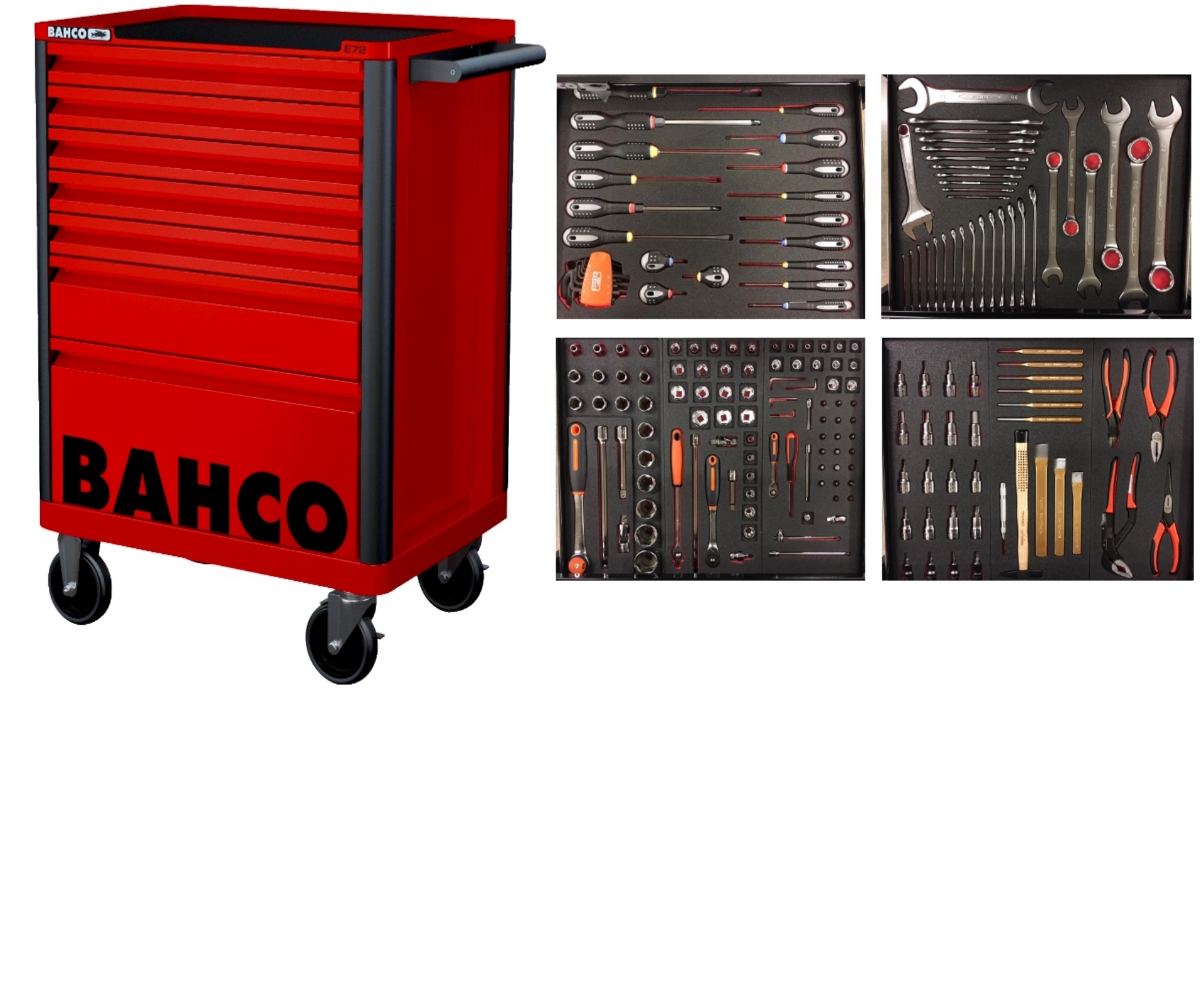 Bahco 1472K7RED-FULL4 Carro portaherramientas rojo - 190 piezas