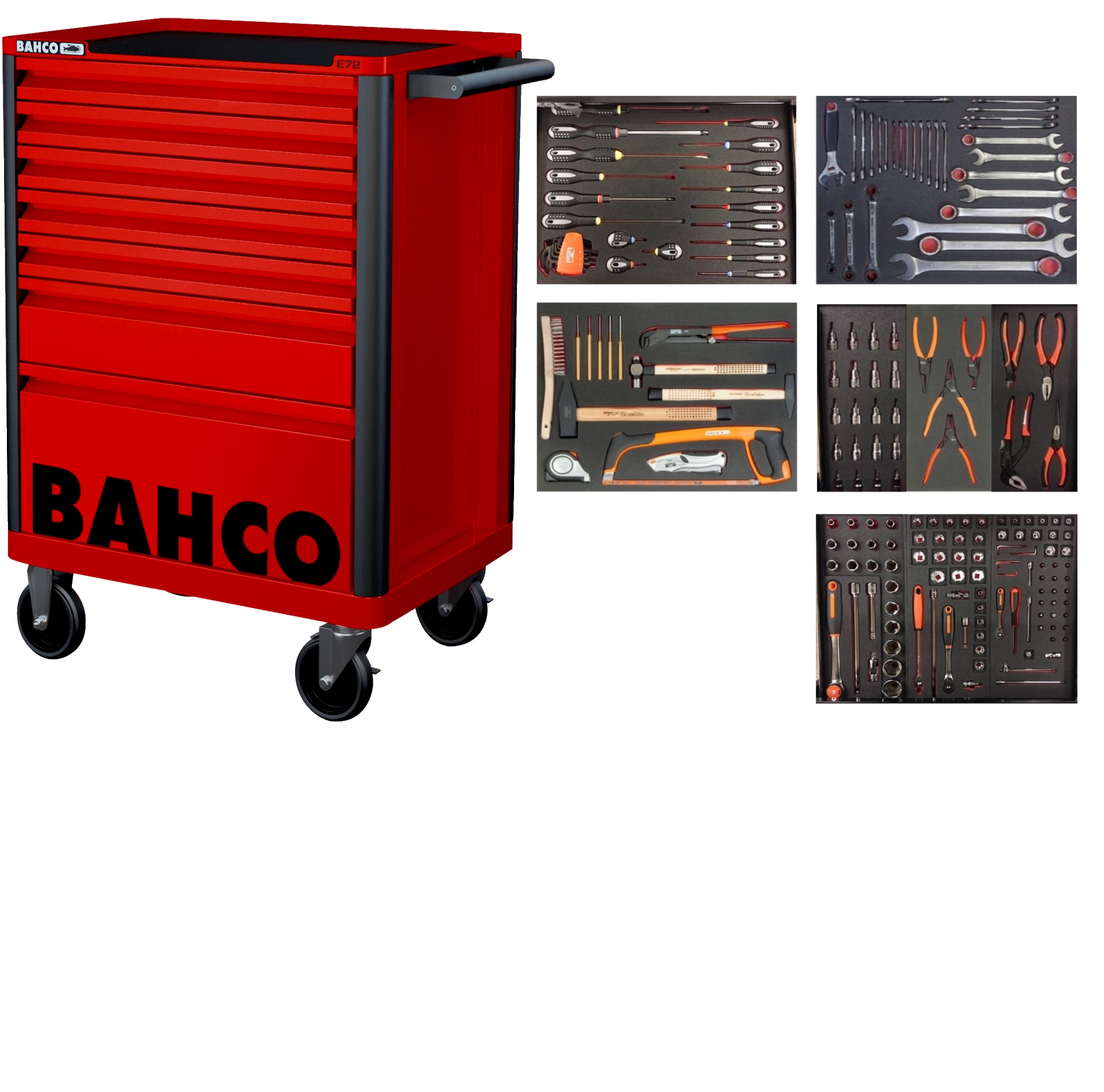 Bahco 1472K7RED-FULL5 Carro portaherramientas rojo - 193 piezas