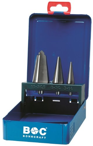 Bohrcraft 17401410003 Juego de brocas cónicas HSS 3 piezas en estuche