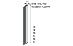 Dutack 5150013 DA18 Brad D-Cup Galvanizado 44mm 4000 piezas
