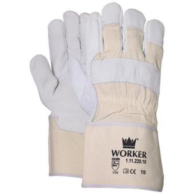 Worker 1.11.220.10 Guante de cuero Nerf con capucha de lona écru de 10 cm