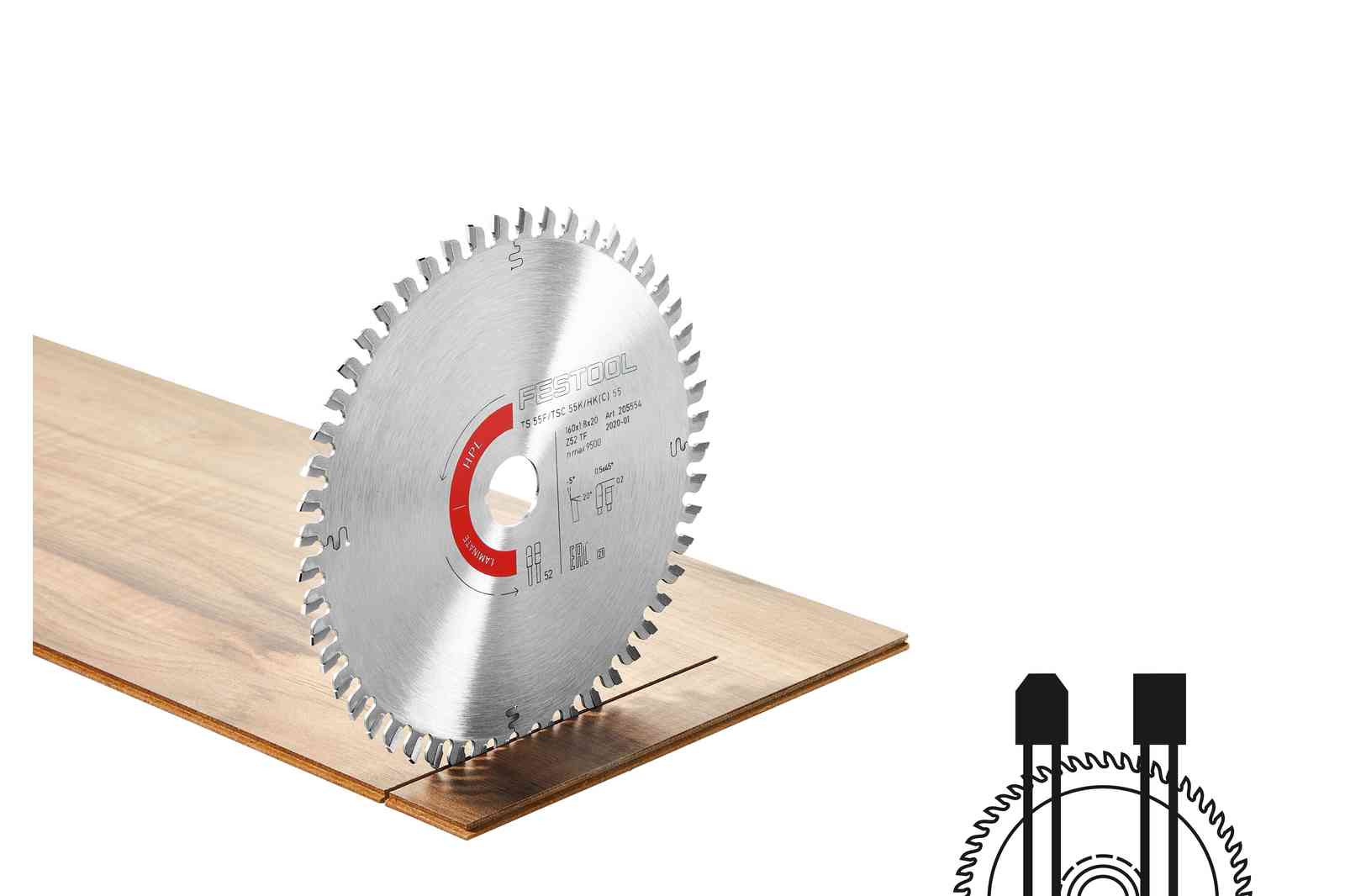 Festool Accesorios 205554 Hoja de sierra circular LAMINATE/HPL HW 160x1,8x20 TF52