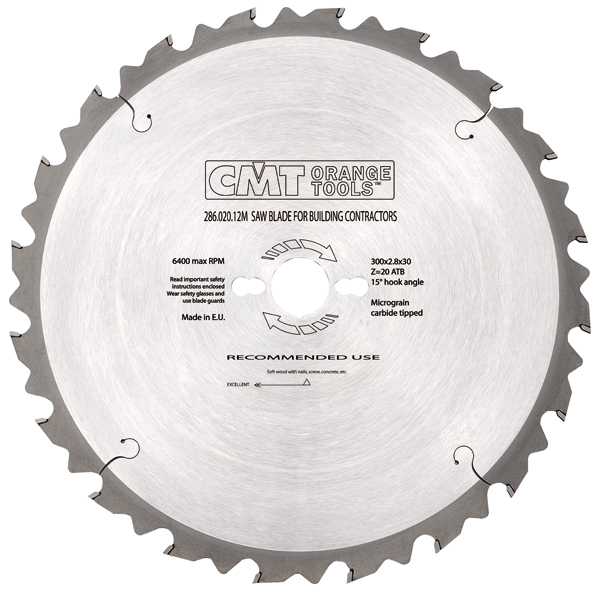 CMT 286.024.13M Hoja de sierra para construcción (clavo en madera) 315 x 30 x 24T