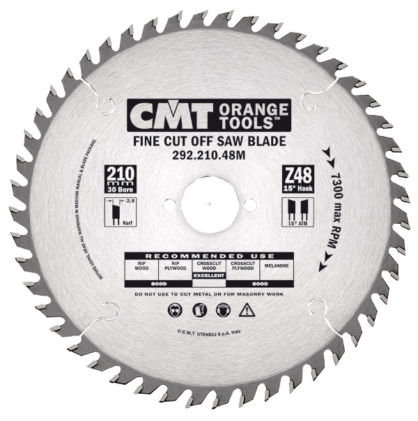 CMT 292.190.64M Hoja de sierra HM dientes finos 190 x 30 x 64T