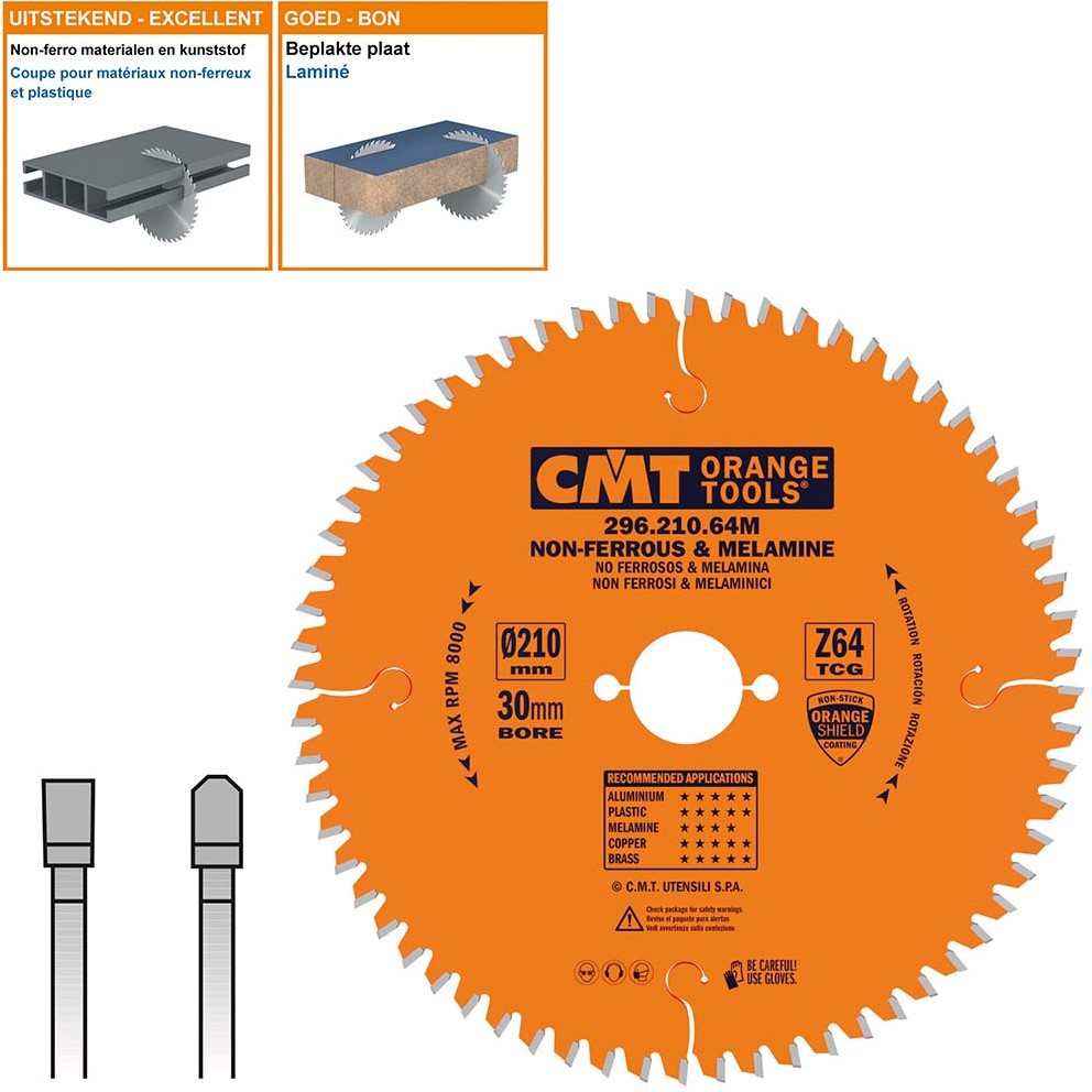 CMT 296.210.64M Cuchilla negativa para Non-Ferrous/Trespa/Alu 210 x 30 x 64T