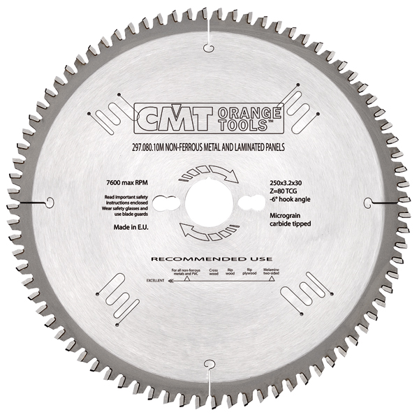 CMT 296.190.40M Hoja de sierra negativa para Non-Ferrous/Trespa/Alu 190 x 30 x 40T