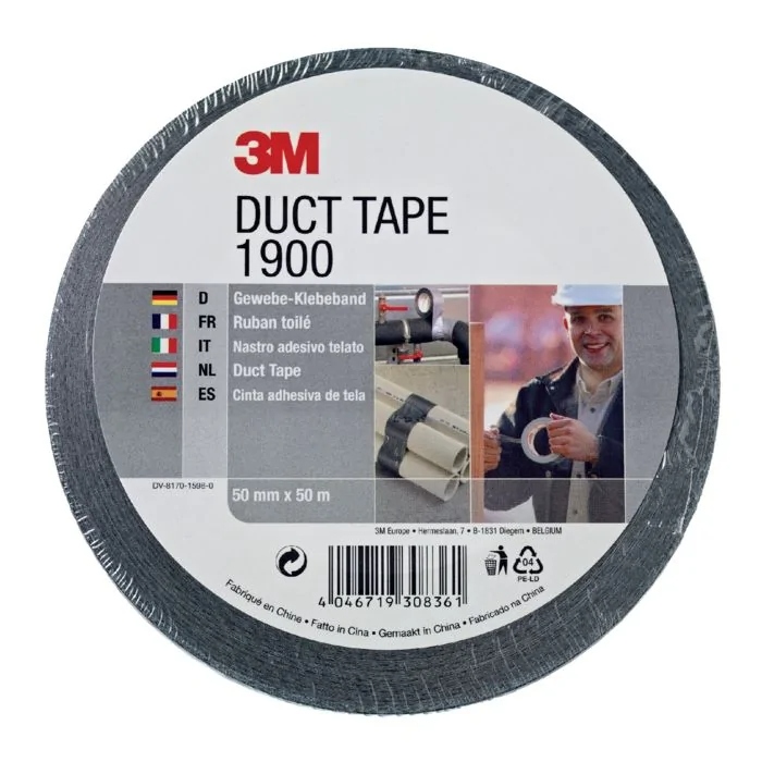 3M 9.21.01.900.55 Cinta aislante económica 1900, negra, 50 mm x 50 m