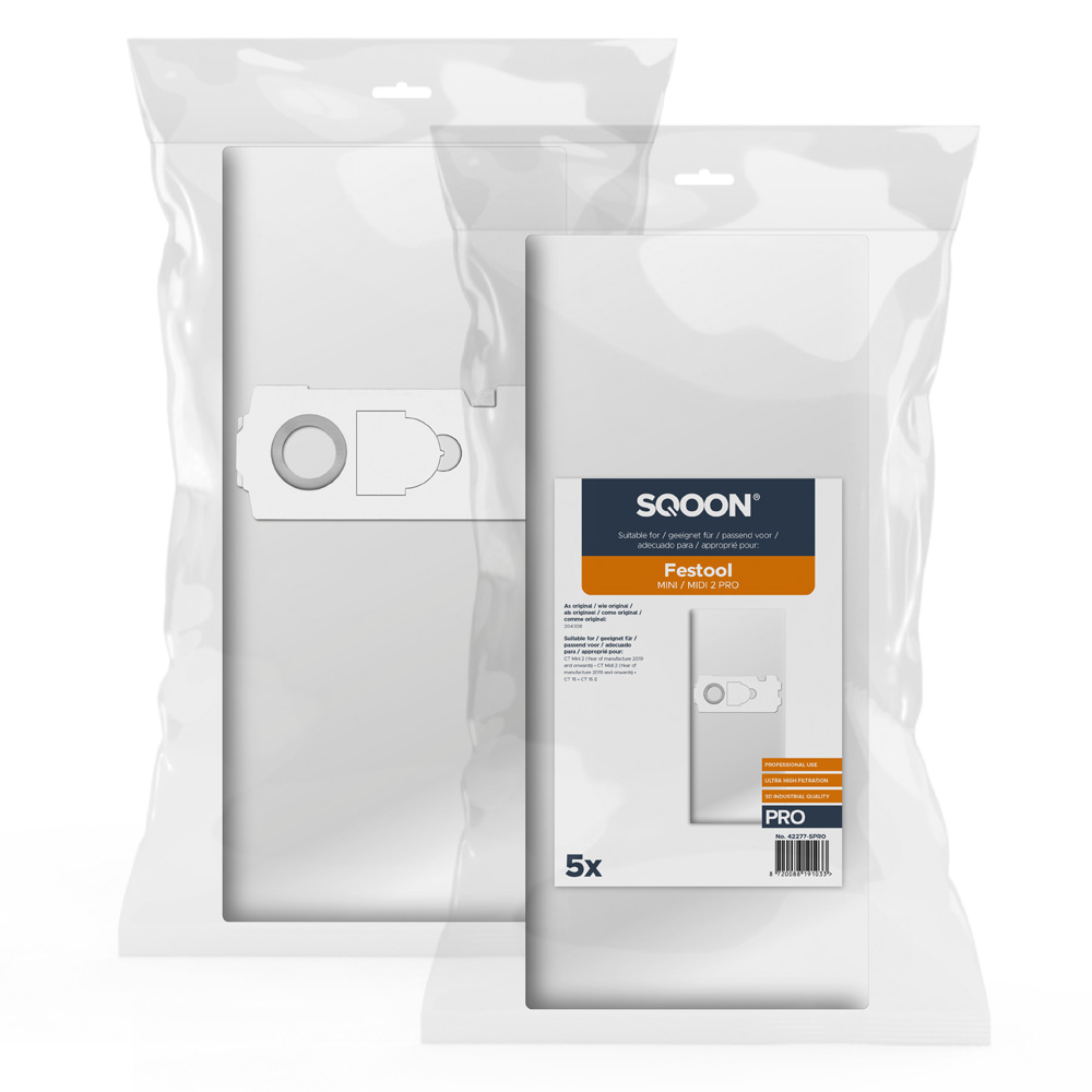 SQOON 42277-5PRO Bolsa de polvo Festool MINI / MIDI 2 PRO 5 piezas