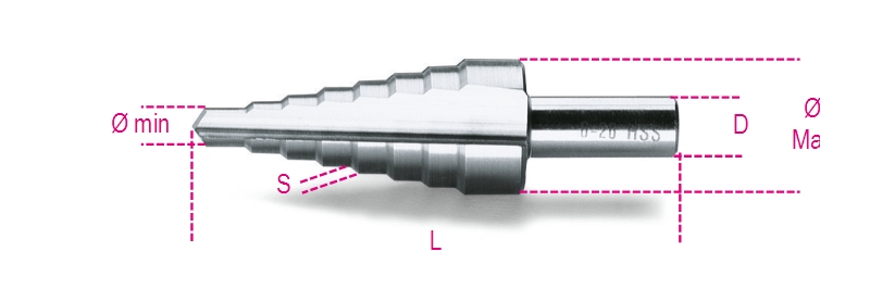 Beta 004250029 Broca para escaleras HSS 13 mm 100 mm