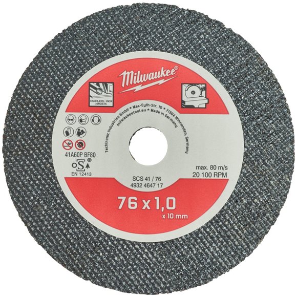 Milwaukee Accesorios 4932464717 Disco de corte 76 x 10 mm para metal 5 piezas