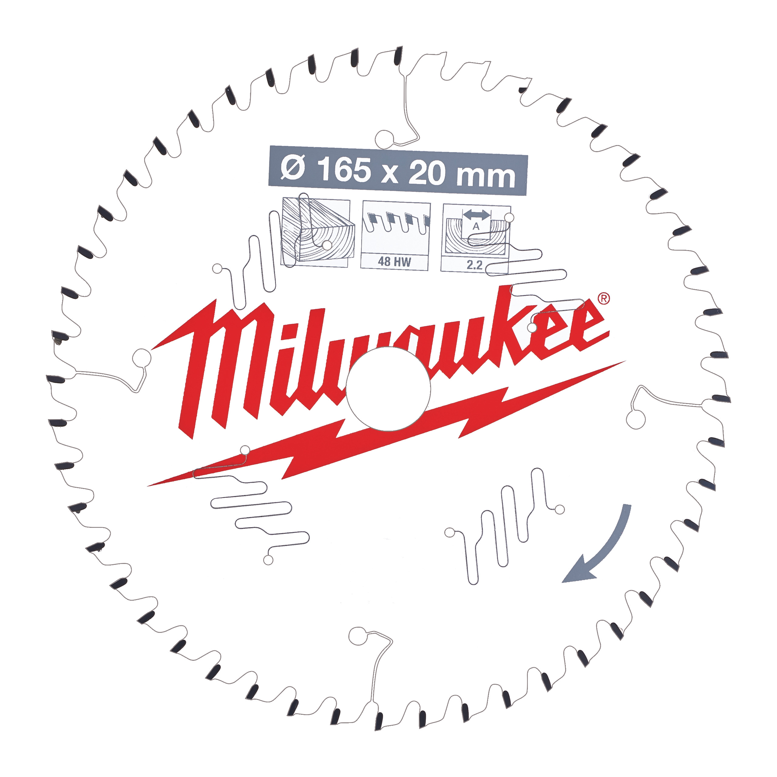 Milwaukee Accesorios 4932471295 Hoja de sierra circular P W 165x20x2,2x48ATB