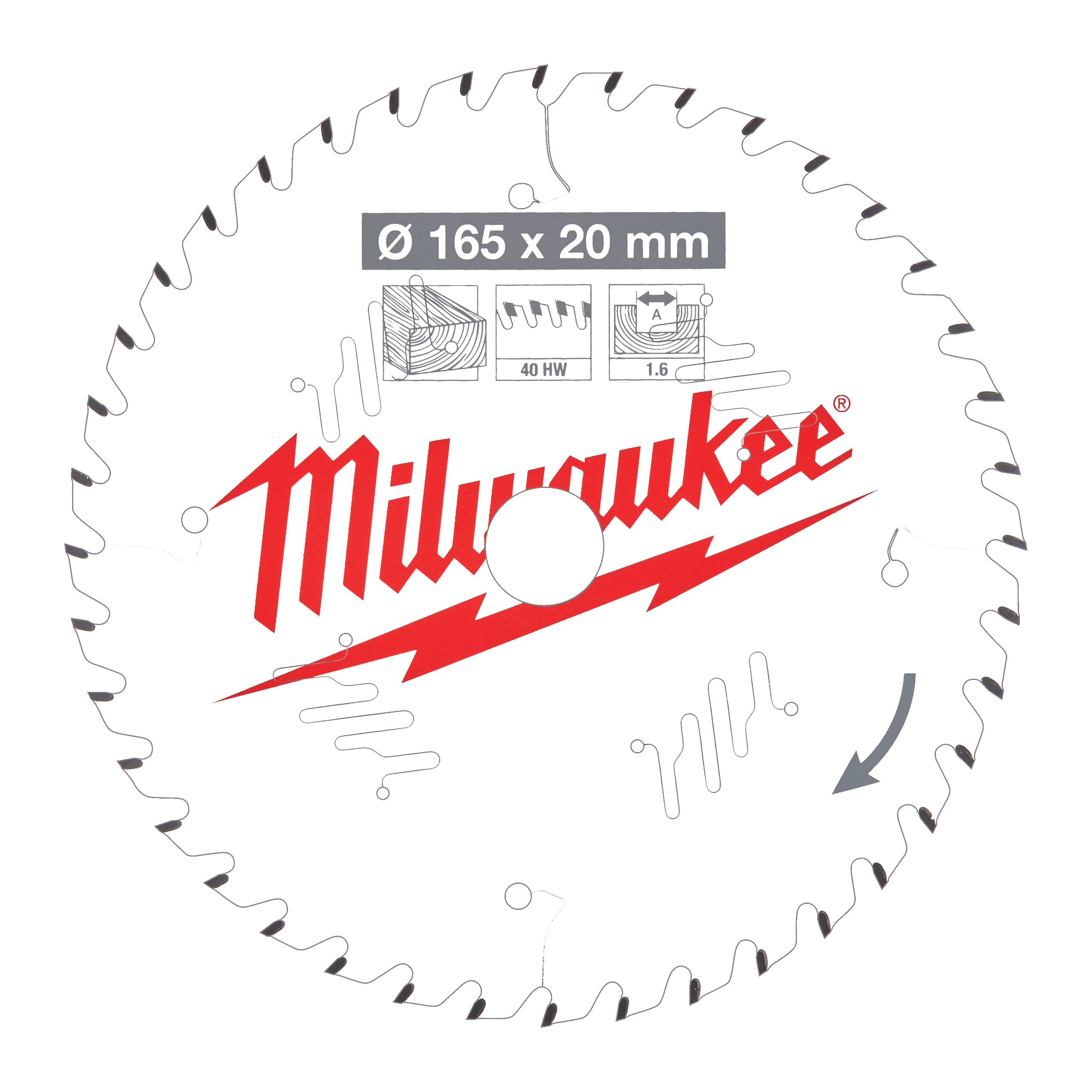 Milwaukee Accesorios 4932471932 Hoja de sierra circular P W 165x20x1,6x40ATB