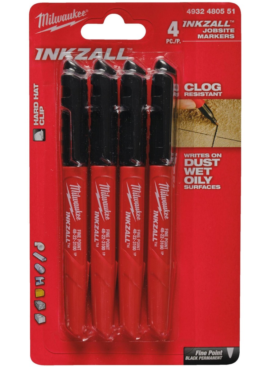 Milwaukee Accesorios 4932480551 Marcadores Inkzall Negro - 4pc