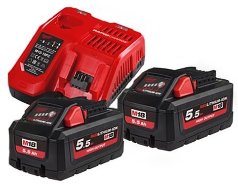 Milwaukee Accesorios 4933464713 M18 HNRG-552 - M18 HB5 DUO Pack 18V 5.5Ah High Output + Cargador M12-18FC
