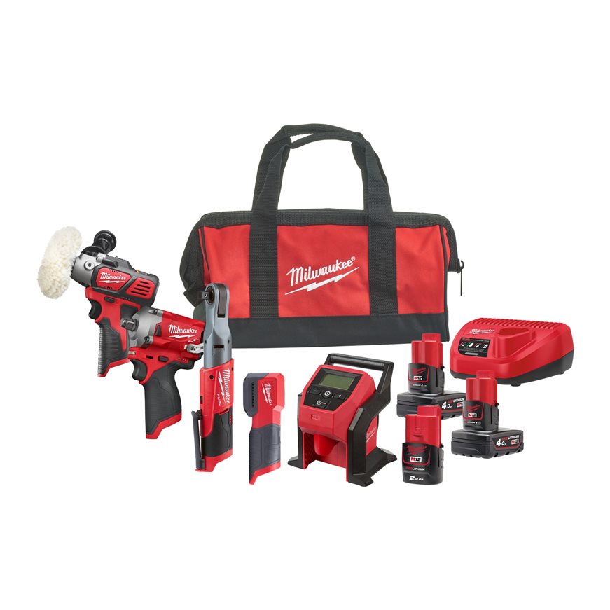 Milwaukee 4933492514 M12 FPP5A-423B Powerpack - 5 máquinas 12V 2x4.0/1x2.0Ah en bolsa