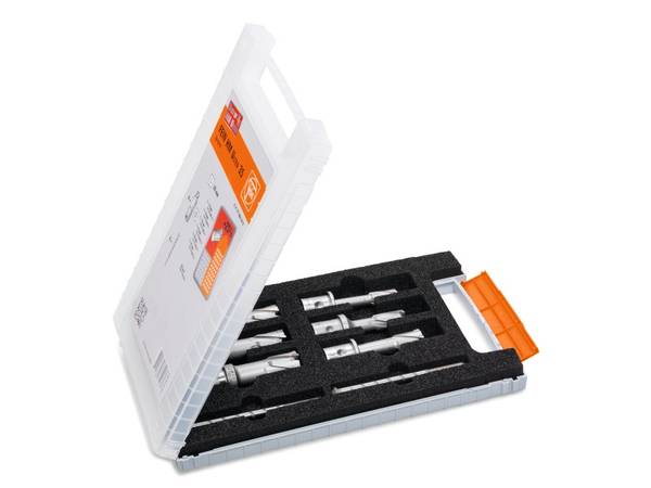 Fein Accesorios 63127714020 Juego de perforación de núcleos 12/14/16/18/20/22 x 35 mm + 2 x pasador de centrado 8 piezas 3/4 Weldon