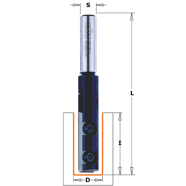 CMT 652.121.11 Cortador recto con cuchillas intercambiables laminadas Z1 Mango de 12 mm