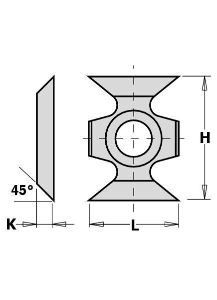 GRN Tools 790.160.00 Cuchilla de cambio HW Perfil 16 x 22 x 5 mm 10 piezas