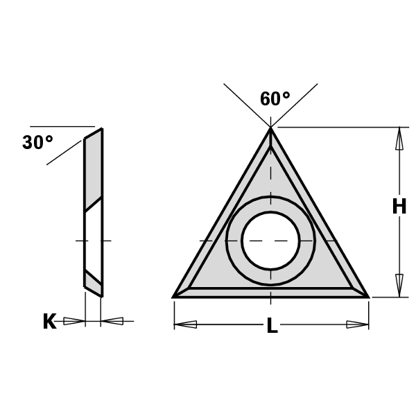 GRN Tools 790.220.02 HW hoja de cambio 3 caras (triángulo) 22 x 19 x 2 mm 10 piezas