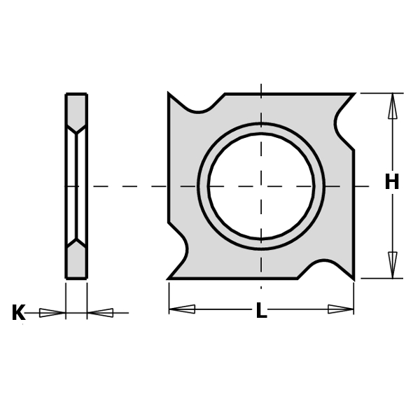 GRN Tools 790.182.00 HW hoja de cambio 4 caras (gancho) 18 x 18 x 2,45 mm 10 piezas