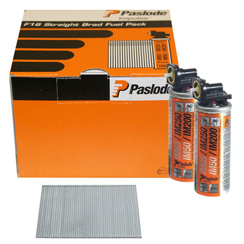 Paslode Fijaciones 921589 F16 x 38 mm - Clavos de acabado galvanizados (incl. cartuchos de gas)