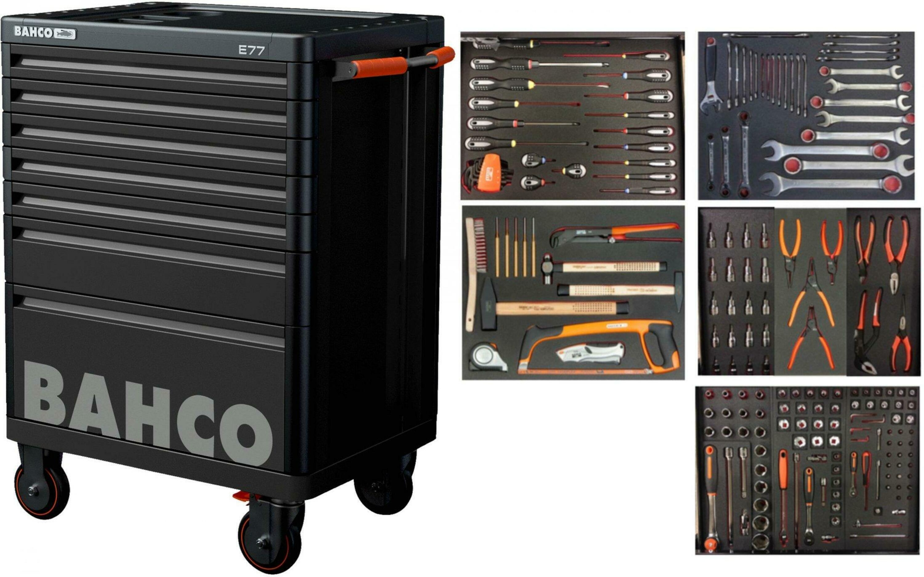 Bahco 1477K7BLACK-FULL5 Carro de herramientas E77 negro 193 piezas