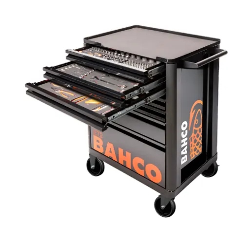 Bahco 1472K7BKFFSD Carro de herramientas negro 7 cajones con juego de accesorios 216 piezas