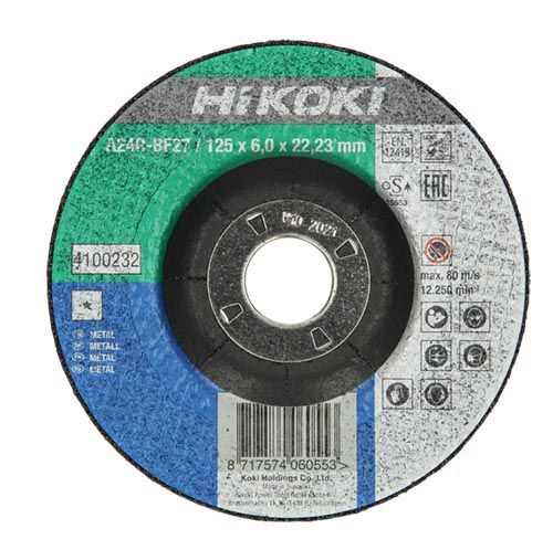HiKOKI Accesorios 4100232 A24/30P Disco de amolar para metal 125 x 6 x 22,23 mm por 10