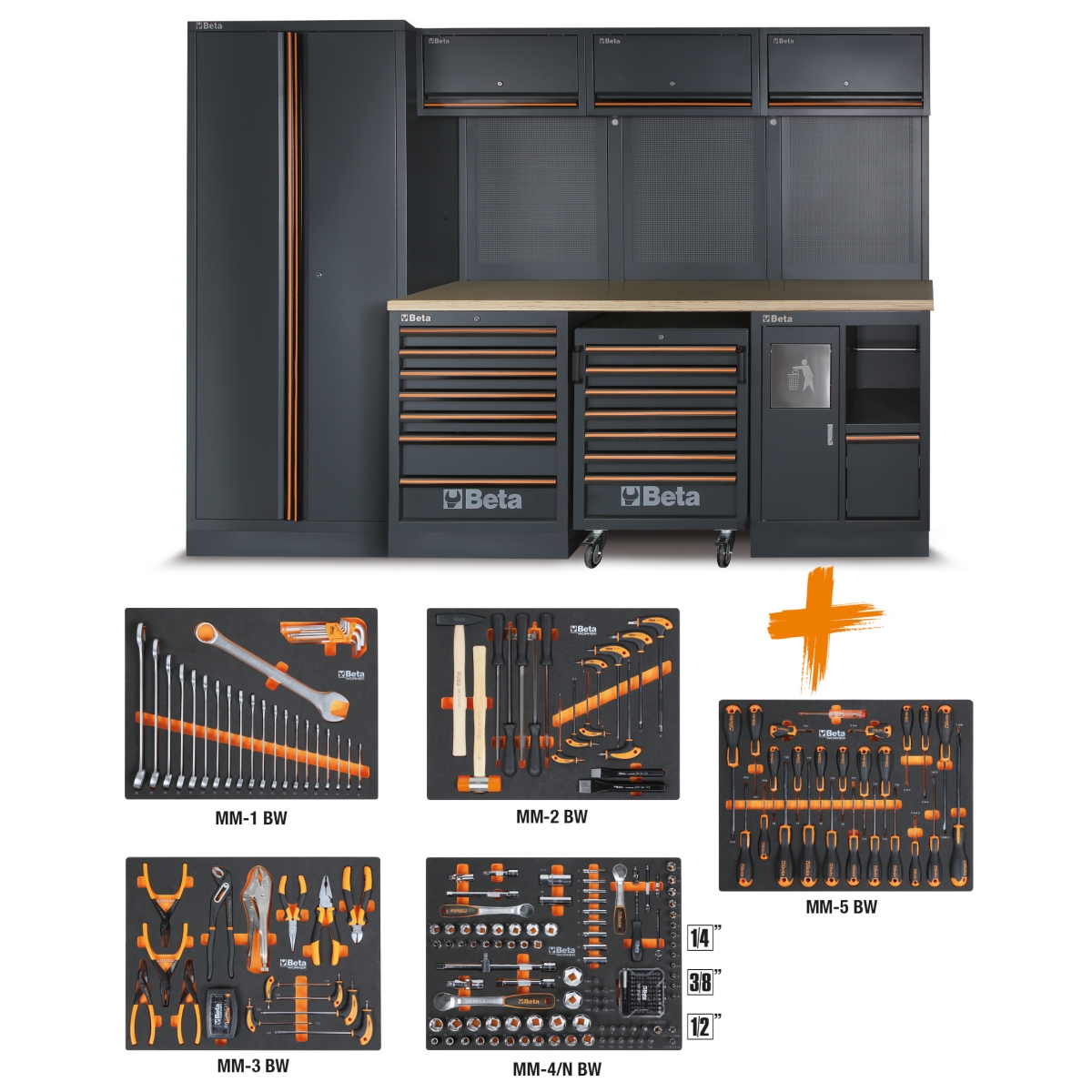 Beta 045009159 Equipo de taller C45PRO 2.0 W con surtido de 268 herramientas universales Beta Worker