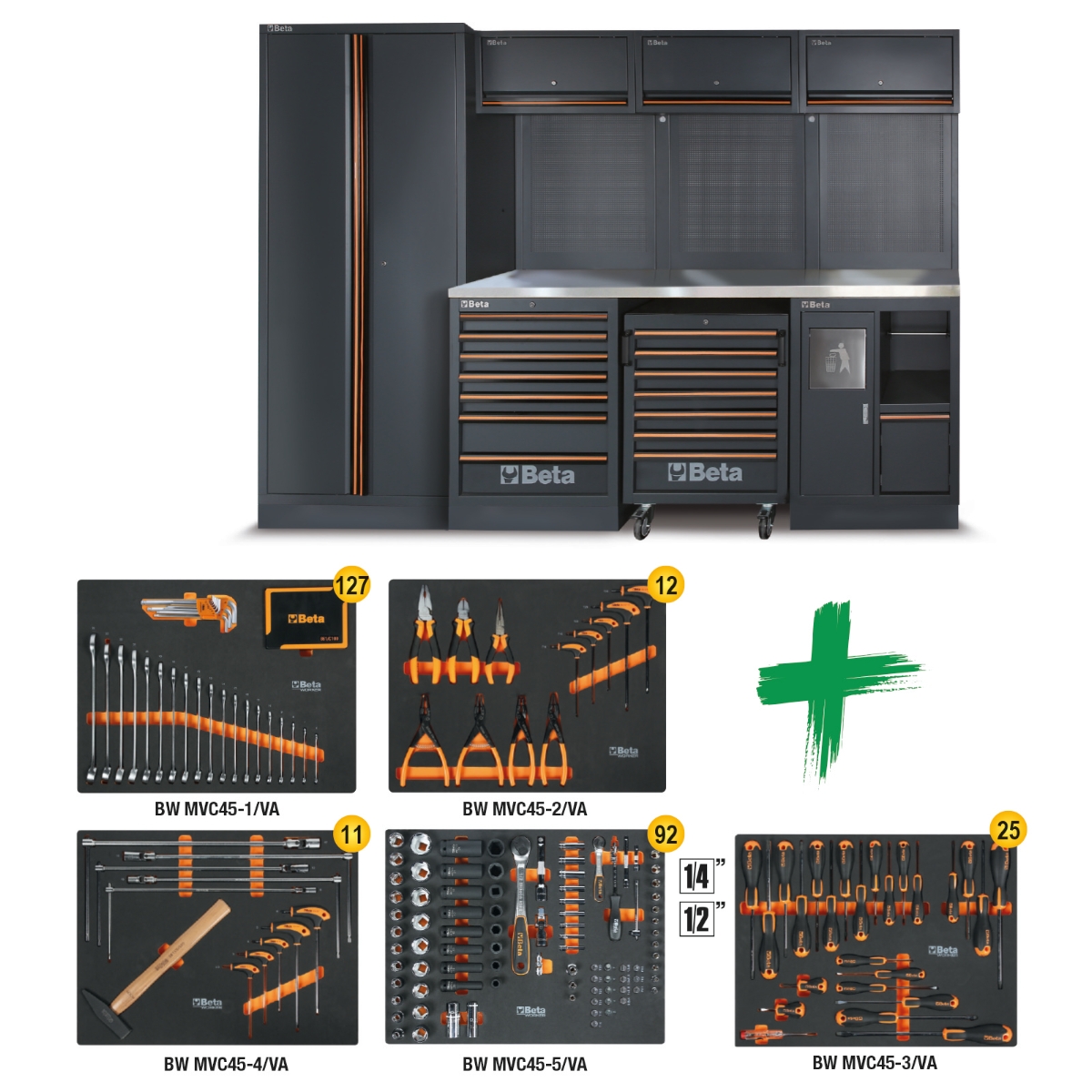 Beta 045009157 C45PRO 2.0 X Equipo de taller con surtido de herramientas Automotive Beta Worker 267 piezas