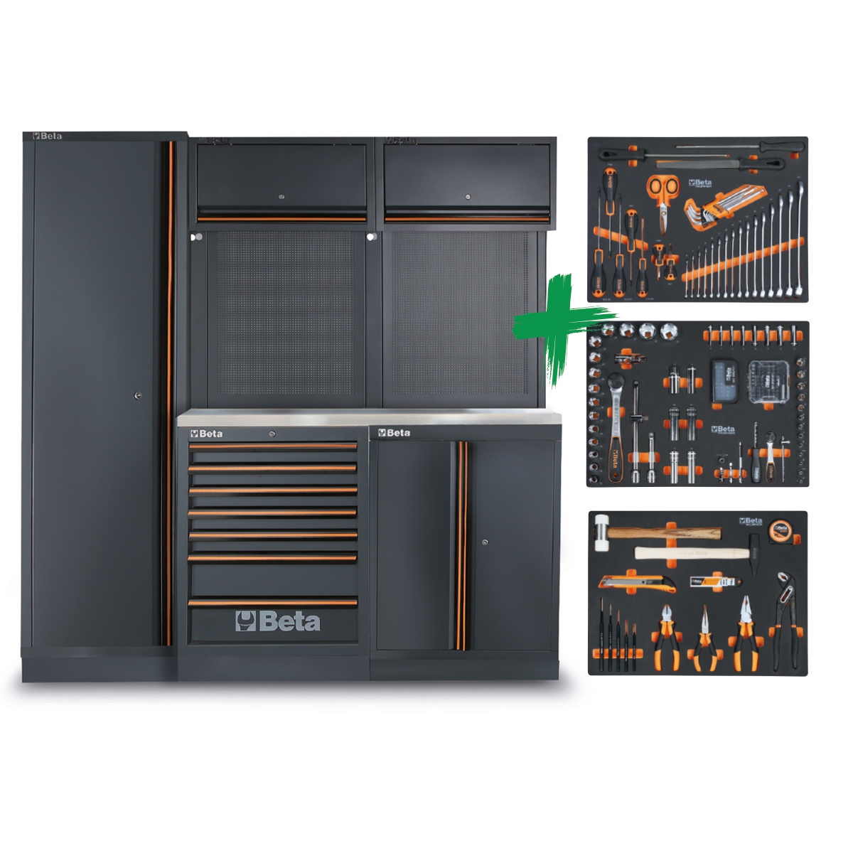 Beta 045009155 C45PRO 2.0 B7X Kit de taller con surtido de herramientas universales Beta Worker 196 piezas