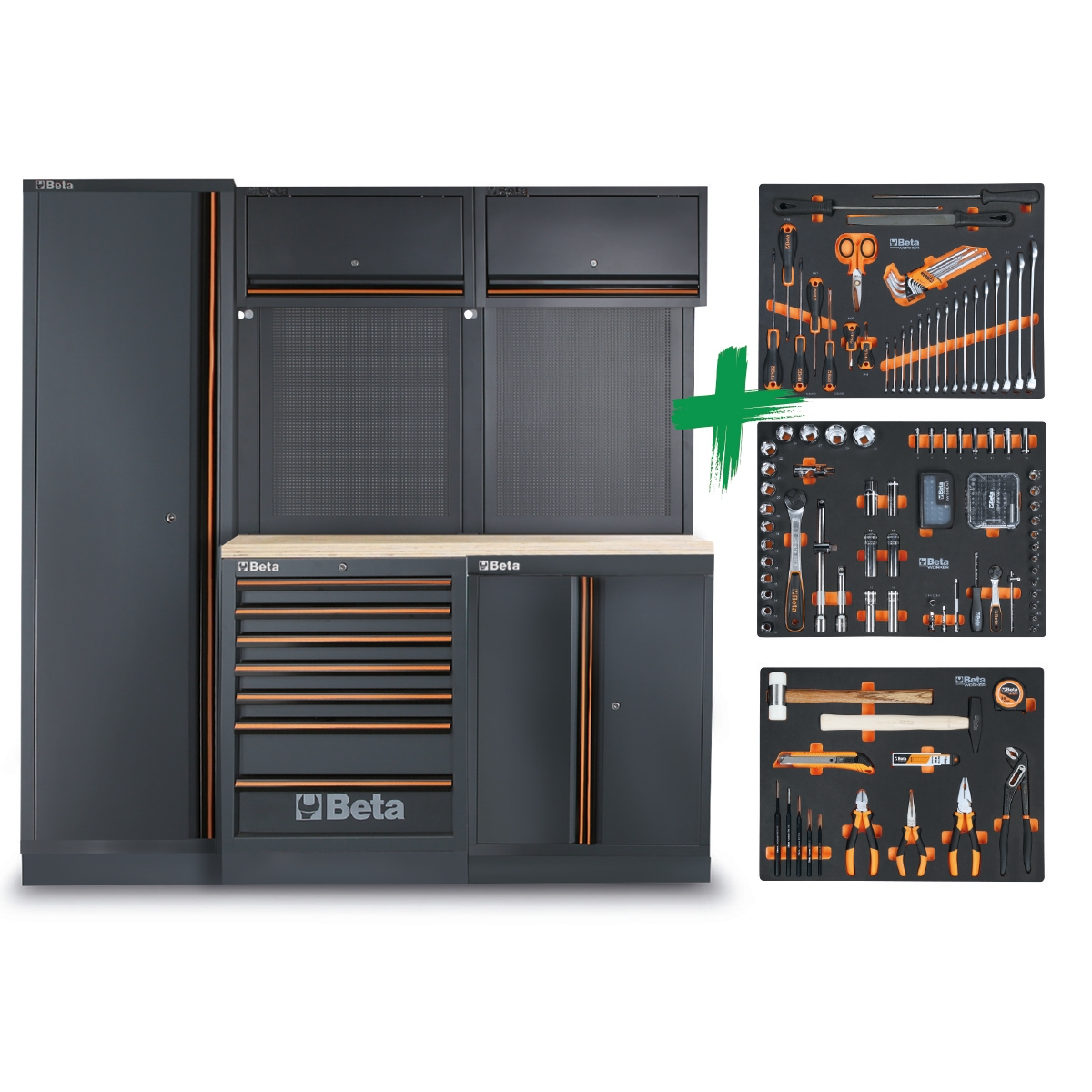 Beta 045009156 C45PRO 2.0 X Kit de taller con surtido de herramientas universales Beta Worker 196 piezas