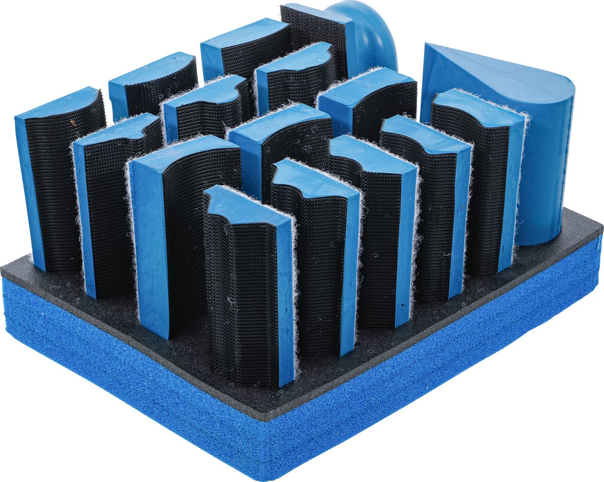 BGS 74365 Juego de tacos lijadores Velcro 16 piezas