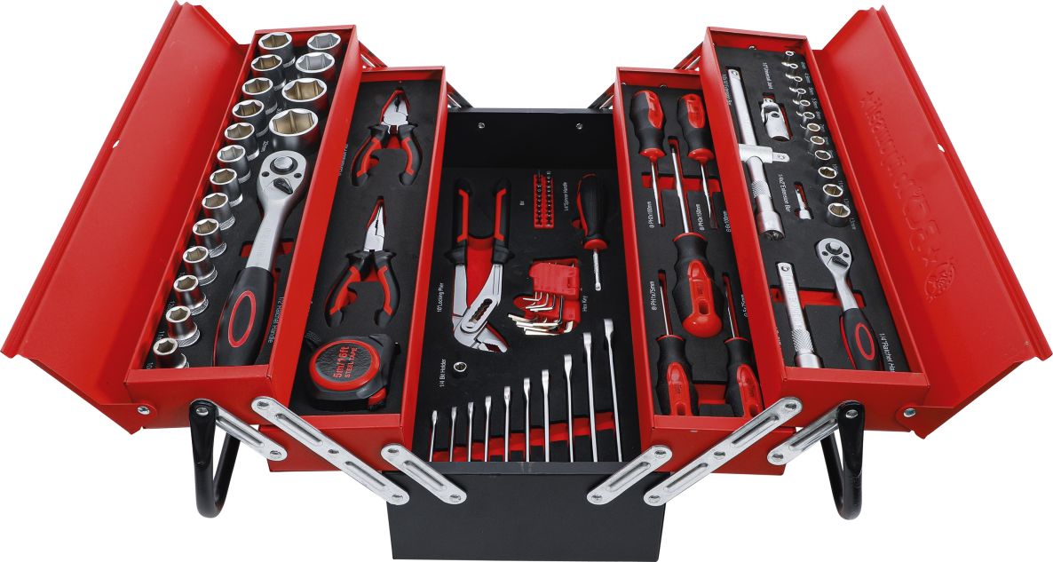 BGS Do It Yourself 6056 Maletín metálico con surtido de 86 herramientas