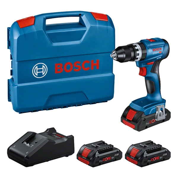 Bosch Professional 0615A5002U Taladro percutor a batería GSB 18V-45 3x ProCORE18V 4.0Ah y cargador GAL 18V-40 en maletín en L