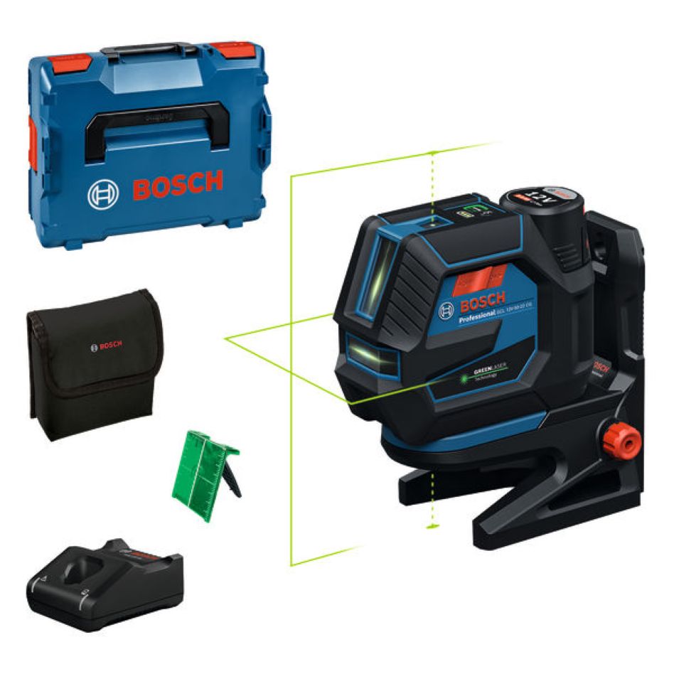 Bosch Professional 0601066S02 GCL 12V-50-22 CG set Láser de línea y punto 1x batería 2,0 Ah y cargador rápido GAL 12V-40 en L-BOXX