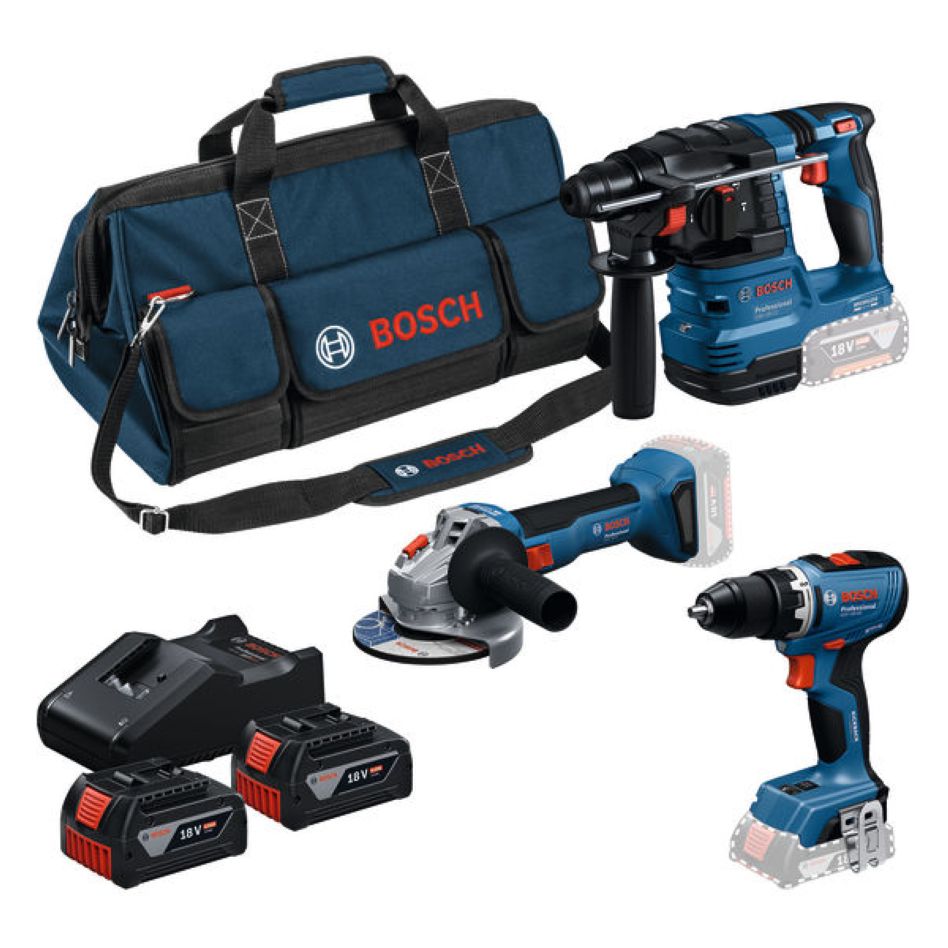 Bosch Professional 0615A50094 Kit de 3 baterías 18V 2x 18V 4.0Ah y cargador GAL 18V-40 en bolsa de herramientas