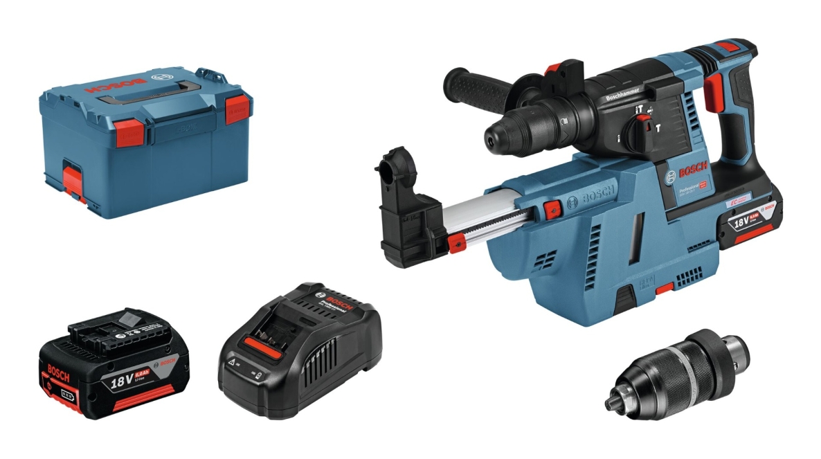 Bosch Professional 061191000G GBH 18V-26 F Martillo combinado con aspiración integrada 18V 5.5Ah ProCore en L-Boxx