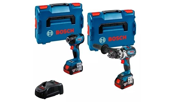 Bosch Professional 0615990N2V Taladro percutor GSB 18V-110 + atornillador de impacto GDR 18V-210 C 18 Volt 5.0 AH Li-Ion en L-BOXX
