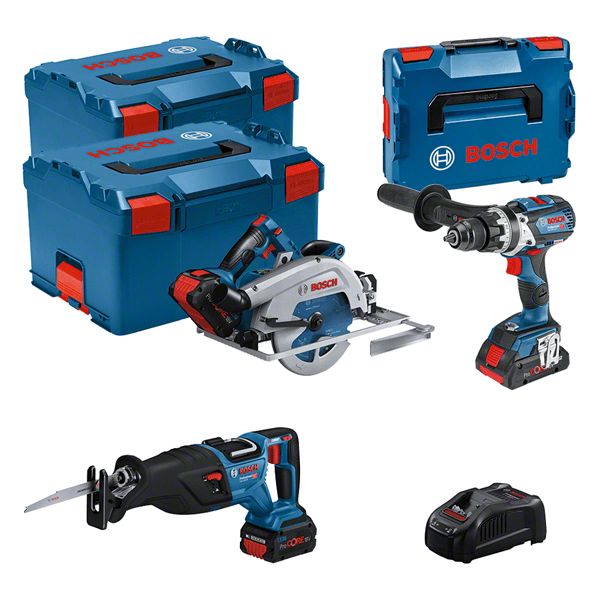 Bosch Professional 0615990N38 3 ToolKit 18V - 3 máquinas + 1 x ProCore 18V 4.0Ah + 2 x ProCore 18V 5.5Ah Comboset en L-Boxx