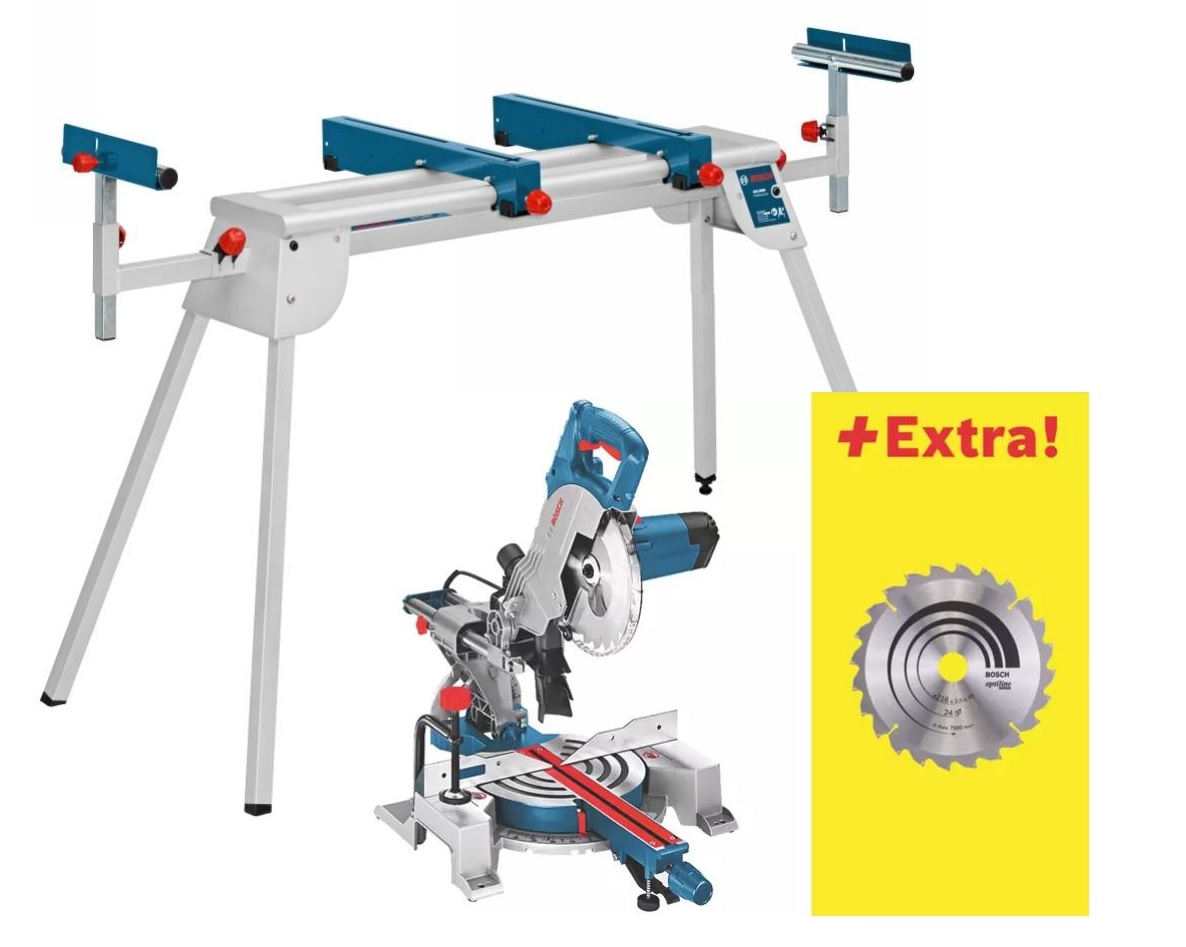 Bosch Professional GCM80SJ-SET GCM 80 SJ Tronzadora 216 mm 1400 W + GTA 2600 Carro inferior