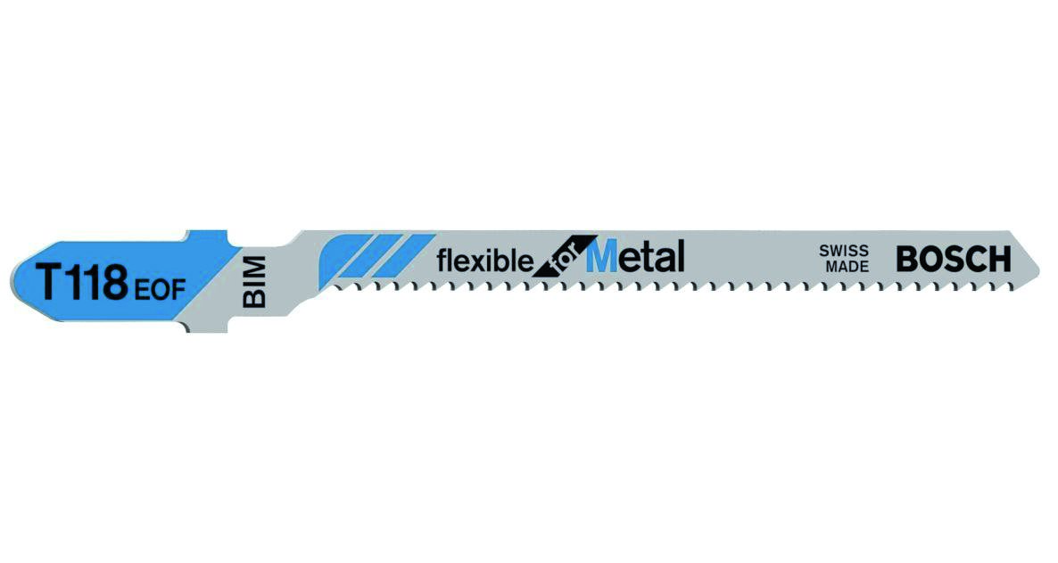 Bosch Professional Accesorios 2608634237 T118EOF Hojas de sierra de calar en T - Mango por 5 curvas flexibles de metal