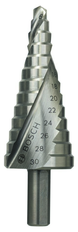 Bosch Professional Accesorios 2608597520 Brocas escalonadas HSS 6-30 mm Mango de 3 estrías