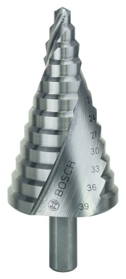 Bosch Professional Accesorios 2608597521 Brocas escalonadas HSS 6-39 mm Mango de 3 estrías