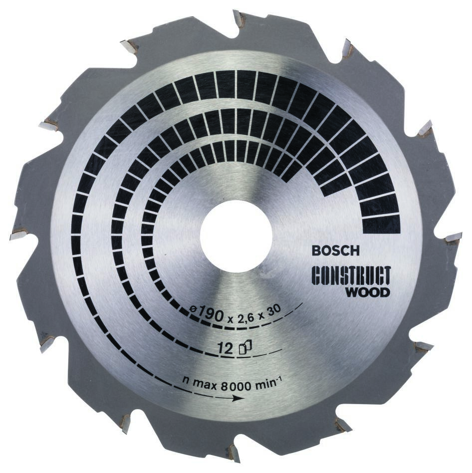 Bosch Professional Accesorios 2608640633 Hoja de sierra circular 190 x 30 x 12T Construct Wood