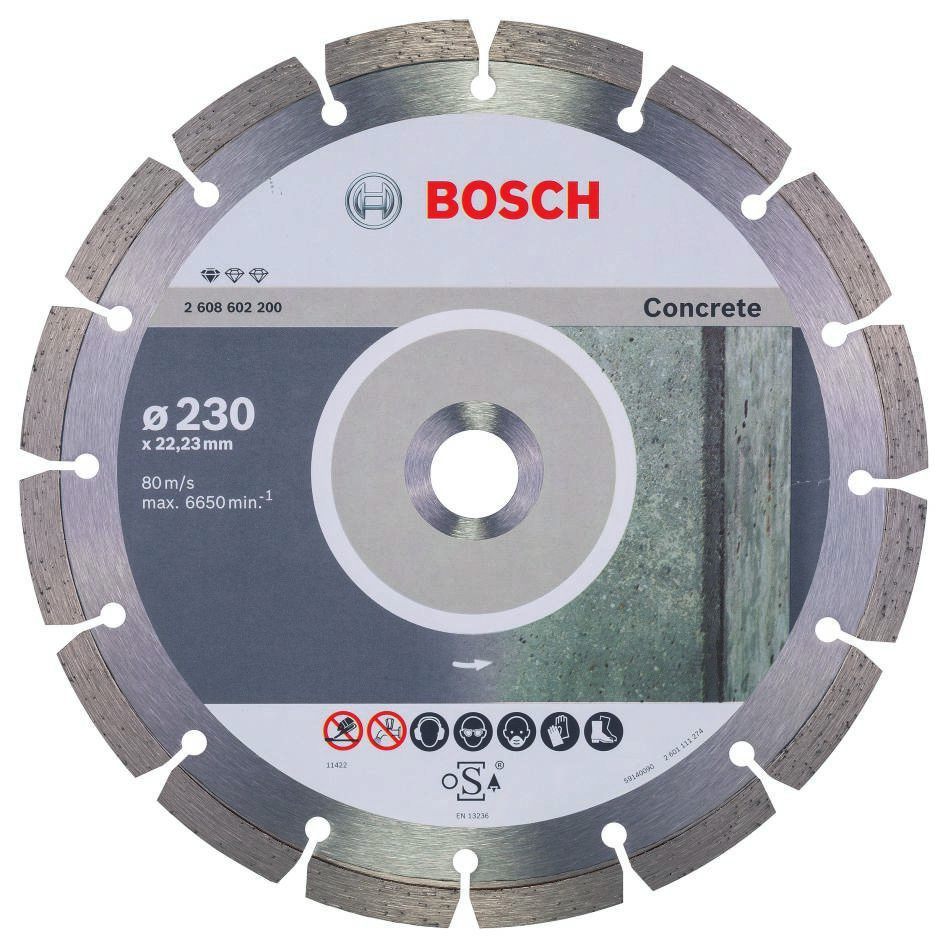 Bosch Professional Accesorios 2608602200 Disco de corte de diamante estándar para hormigón 230 x 22,23 x 2,3 x 10 mm