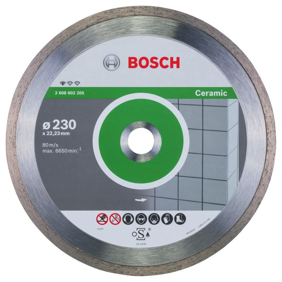 Bosch Professional Accesorios 2608602205 Disco de corte de diamante estándar para cerámica 230 x 22,23 x 1,6 x 7 mm