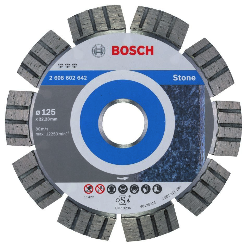 Bosch Professional Accesorios 2608602642 Disco de corte de diamante Mejor para piedra 125 x 22,23 x 2,2 x 12 mm